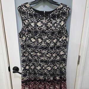 Roz & Ali Black Multi Lace Overlay Dress Size 16 Sleeveless Party Cocktail